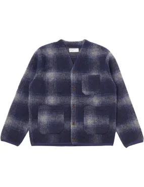 Universal Works Cardigan Navy Grey Fresco Fleece