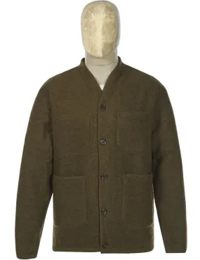 Universal Works Cardigan Olive Wool Fleece