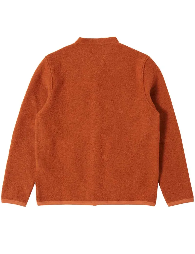 Universal Works Cardigan Orange Wool Fleece