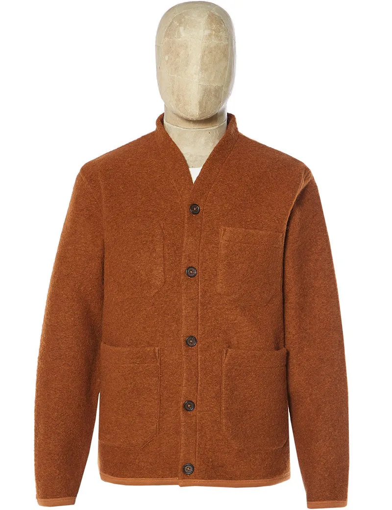 Universal Works Cardigan Rust Wool Fleece