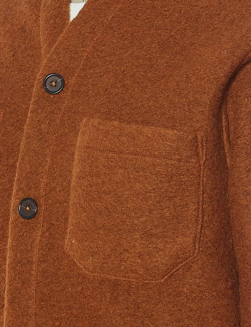 Universal Works Cardigan Rust Wool Fleece