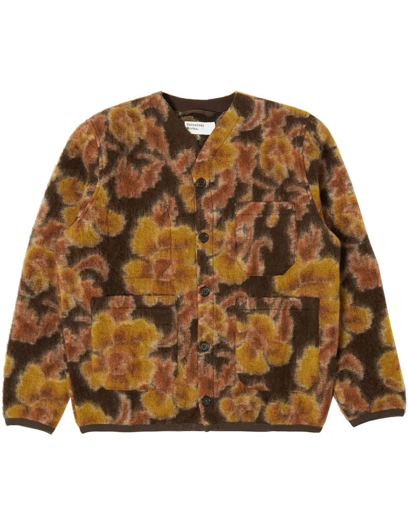 Universal Works Flower Fleece Cardigan Brown