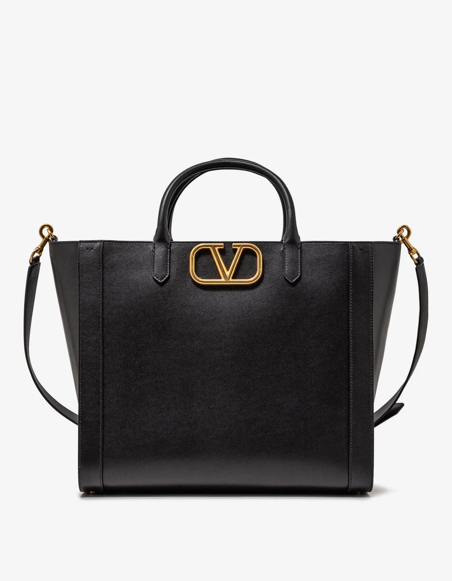 Valentino Garavani Black VLogo Signature Leather Tote Bag