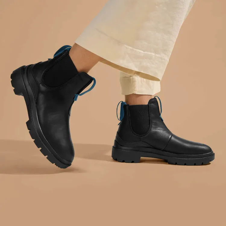 Women's Olukai Hehi Waterproof Chelsea Boots Color: Black / Lagoon