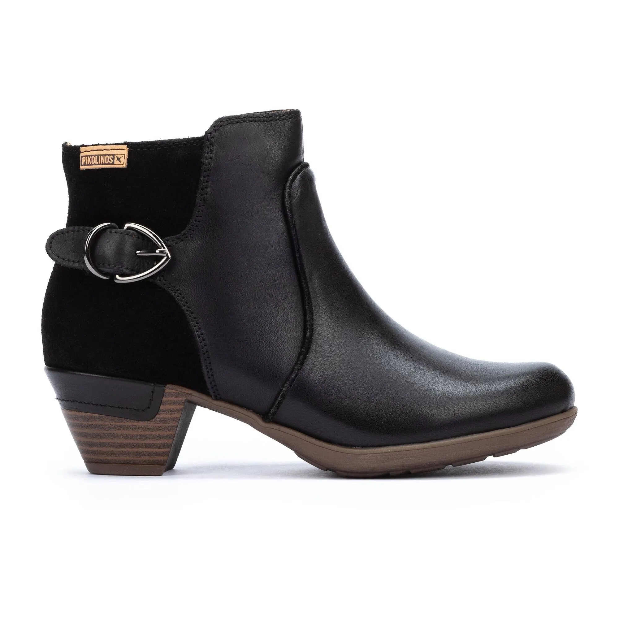 Women's Pikolinos Rotterdam Ankle Boots with Decorative Buckle Color: Black