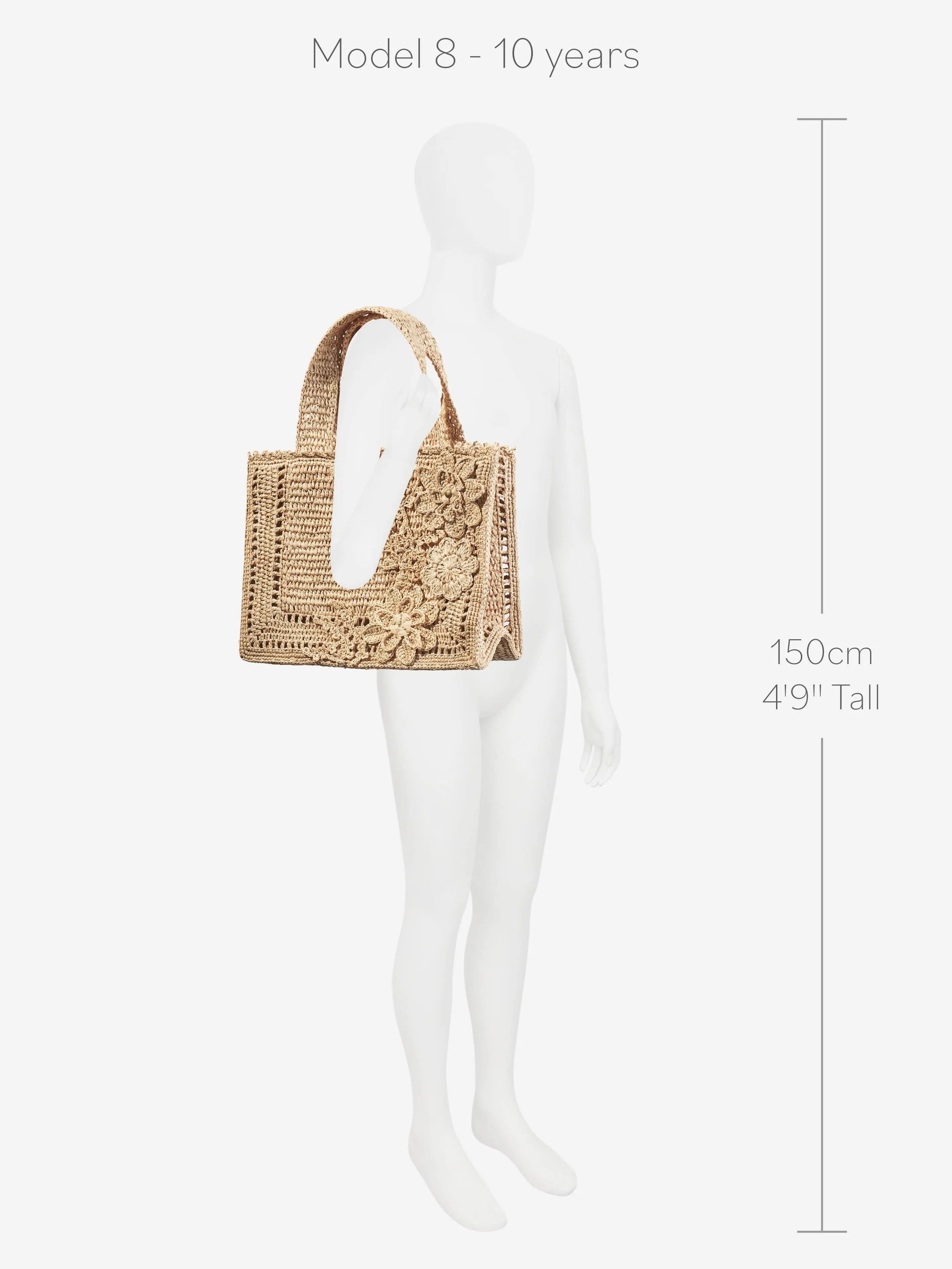 Zimmermann Girls Floral Raffia Mini Tote Bag in Beige